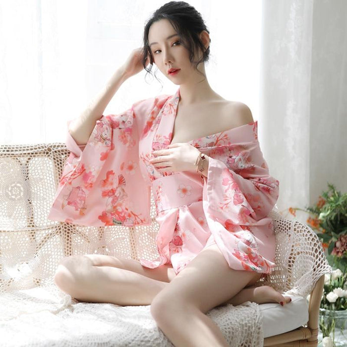 Pyjama Kimono Femme Court Rose | Ramen Nation