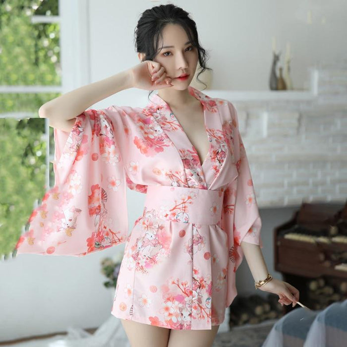 Pyjama Kimono Femme Court Rose | Ramen Nation