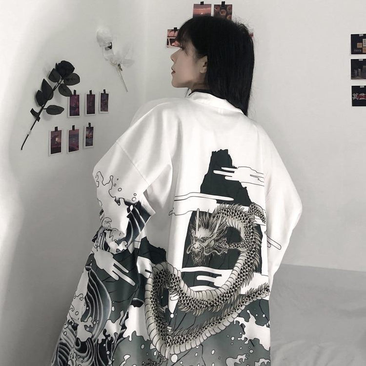 Yukata Femme Dragon Japonais - Blanc | Ramen Nation